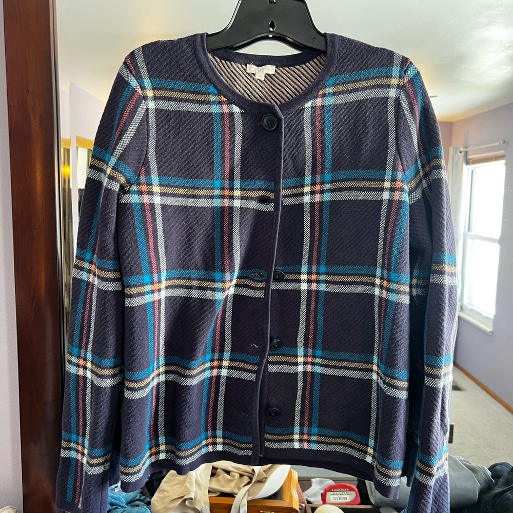 Talbots‎ Button Up Plaid Sweater, size medium